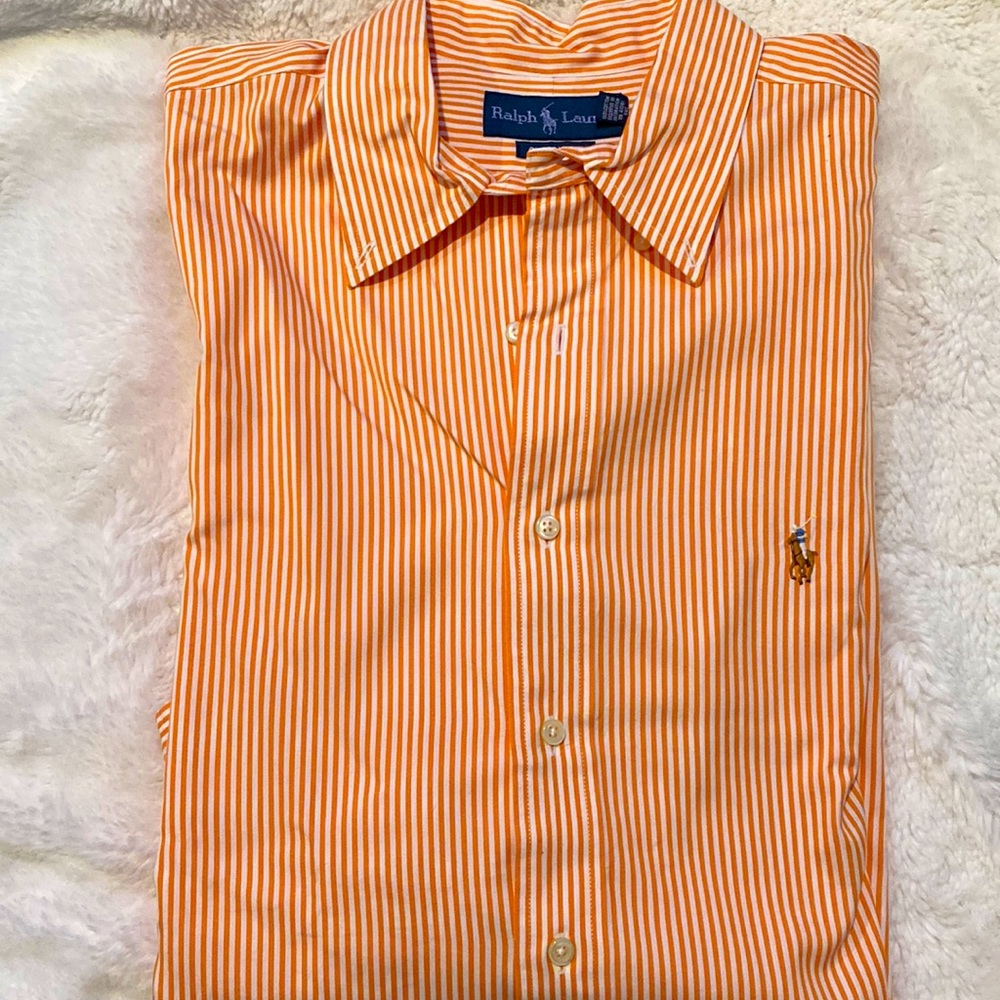 Ralph Lauren men’s orange and white dress shirt in classic fit - Picture 1 of 4